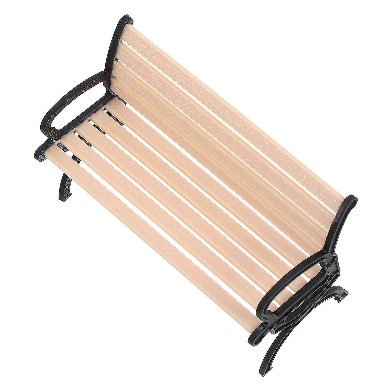 Mini House Park Bench Model for Decor with Beige Plastic