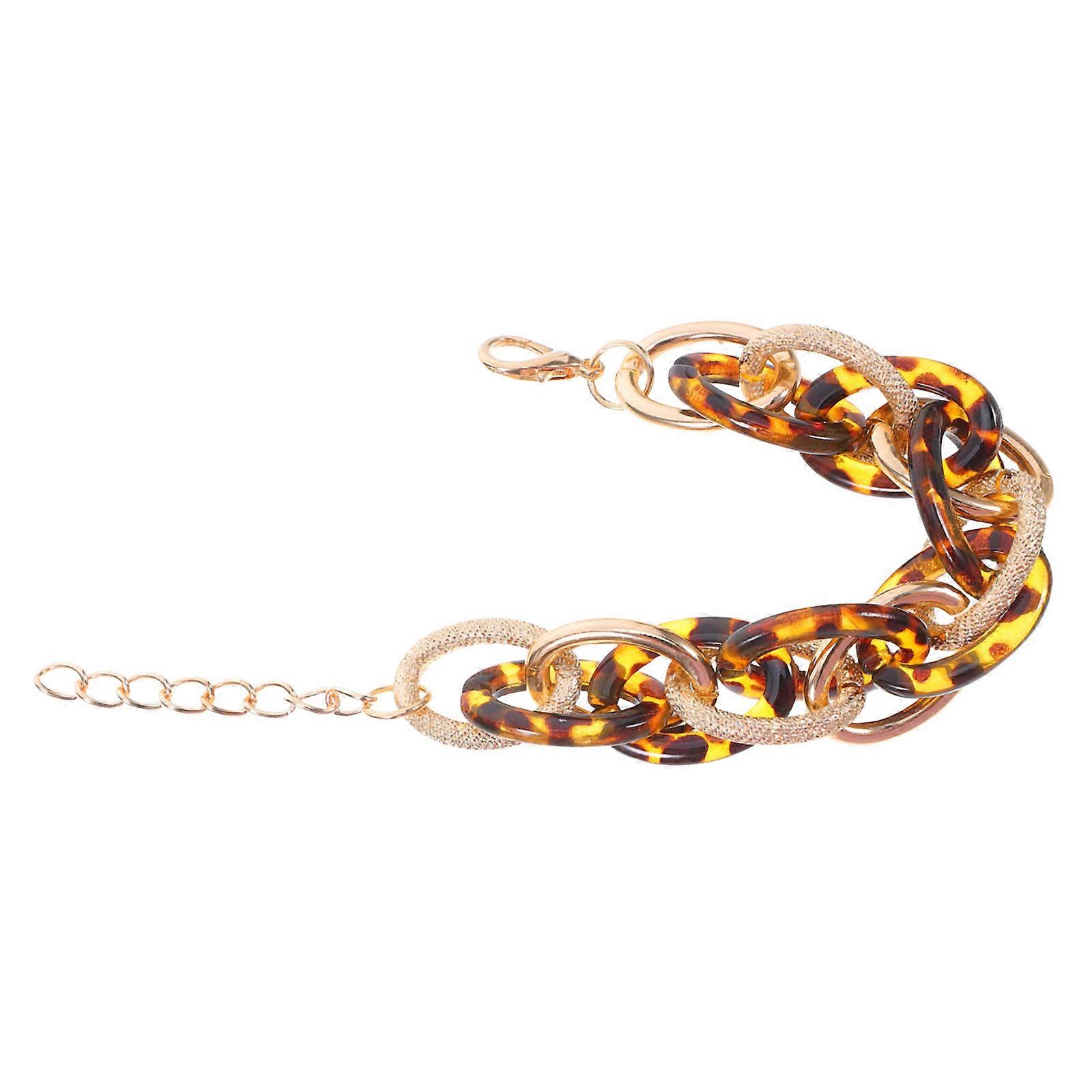 Leopard Pattern Acrylic Bracelet for Women Chunky Link Bracelet
