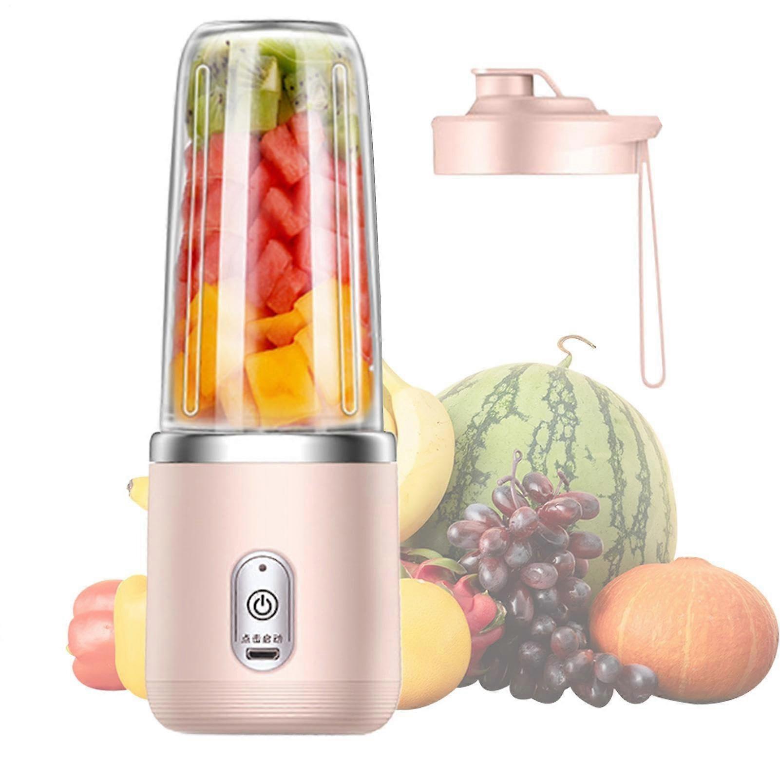 Portable Blender USB Rechargeable  Juicer Cup with Lid for Smoothies Shakes Sports Travel Pink