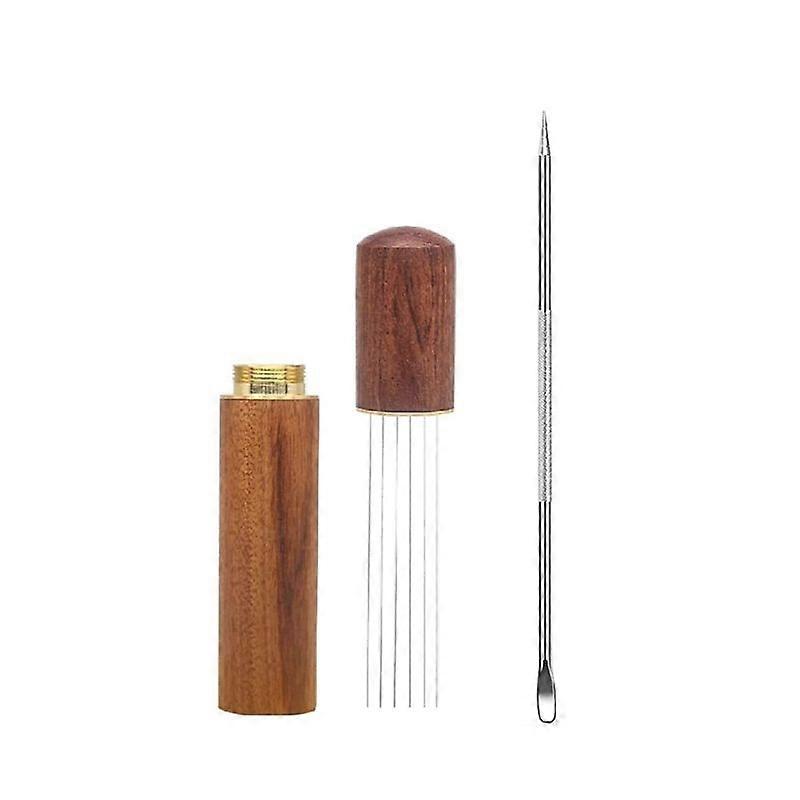 Espresso Distribution Stirrer Tool, 6 Needles with Latte Pen
