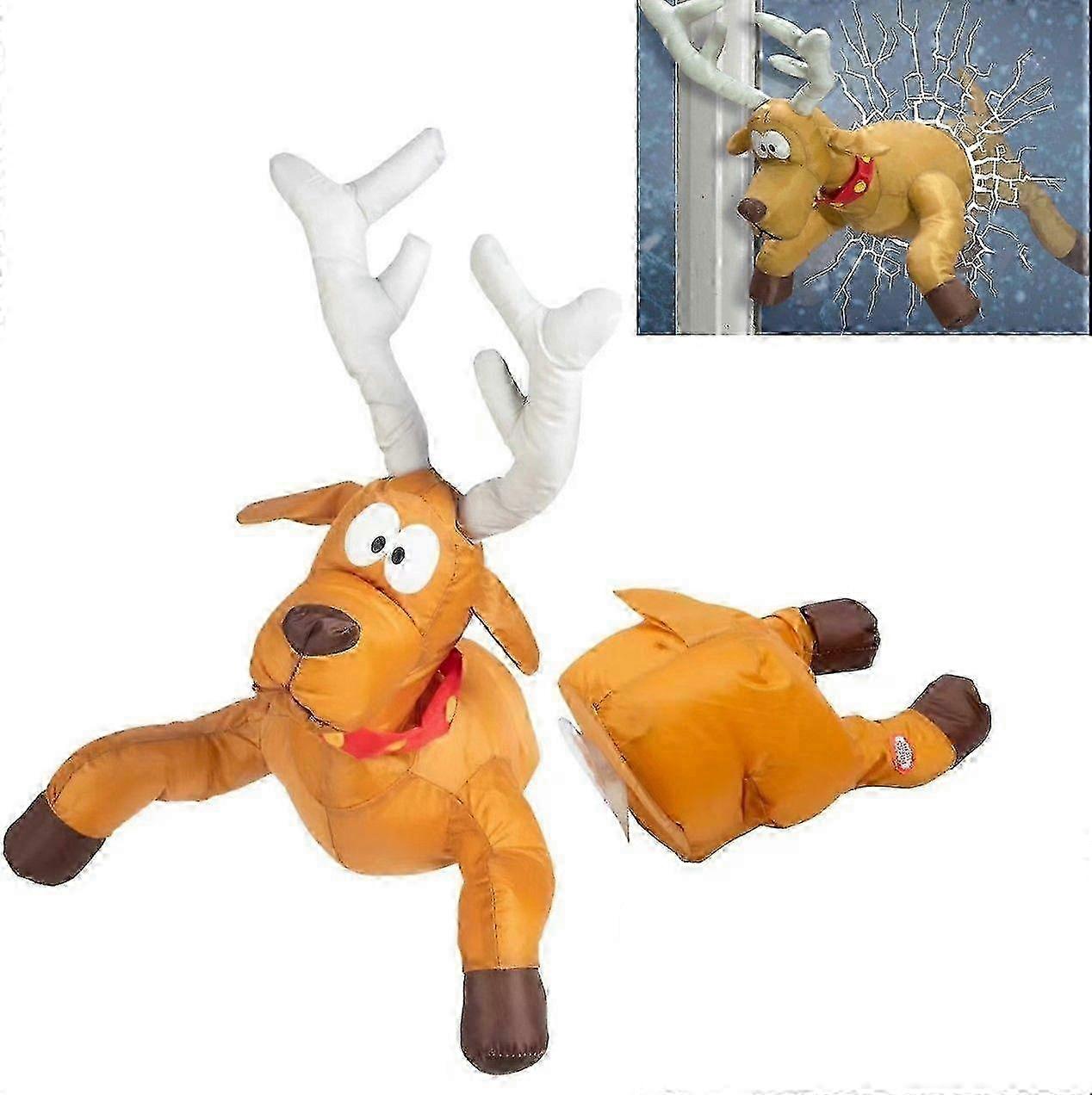 Fun Window Decoration for Holiday: Animated Crashing Reindeer with Kick Animation