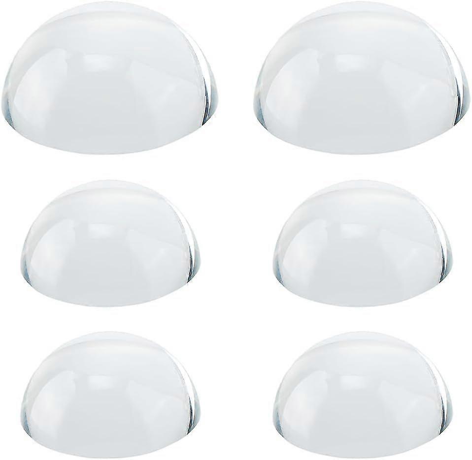 6Pcs 2Size Glass Dome Magnifier Paperweights Cabochons Half Round Clear Optical Clear Paperweight Reading Magnifying Half Ball Lens for Office Desk Ho