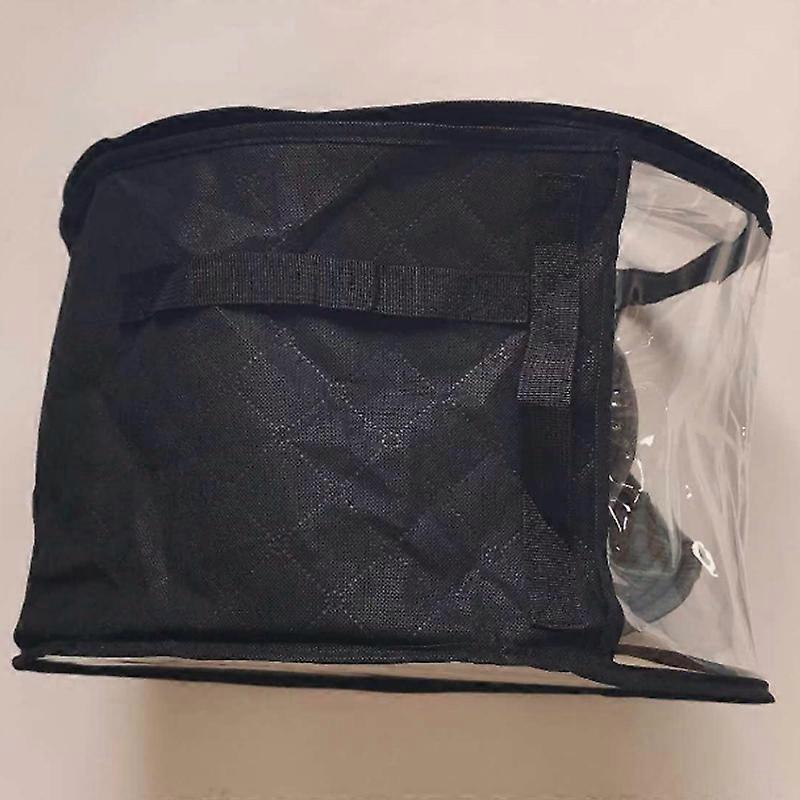 Oversized Foldable Hat Storage Barrel Storage Bag with Reinforced Handle, Transparent Windows, Double Zipper, and Seat Belt - Du