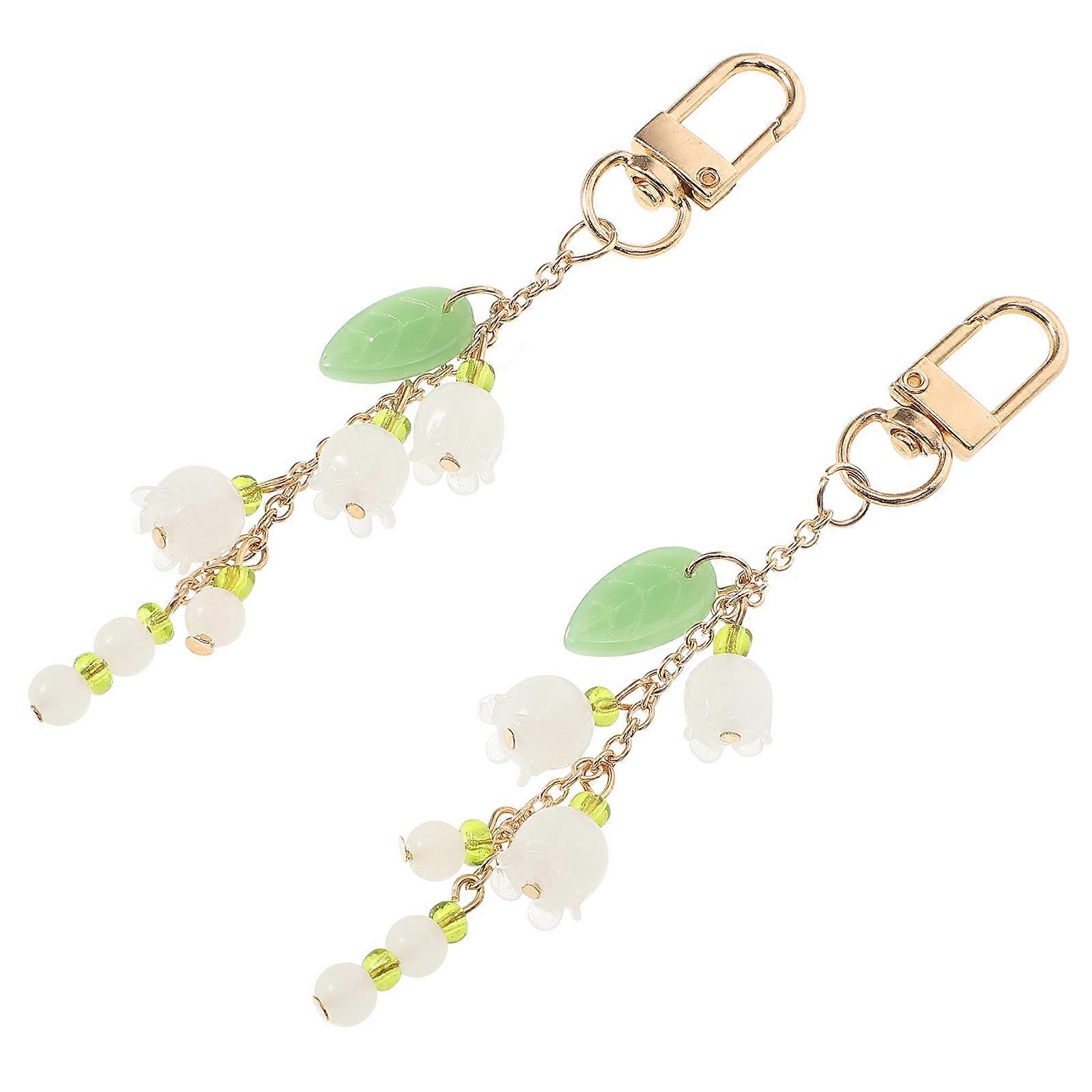 Flower Design Keychain for Keys 2Pcs Decorative Pendant