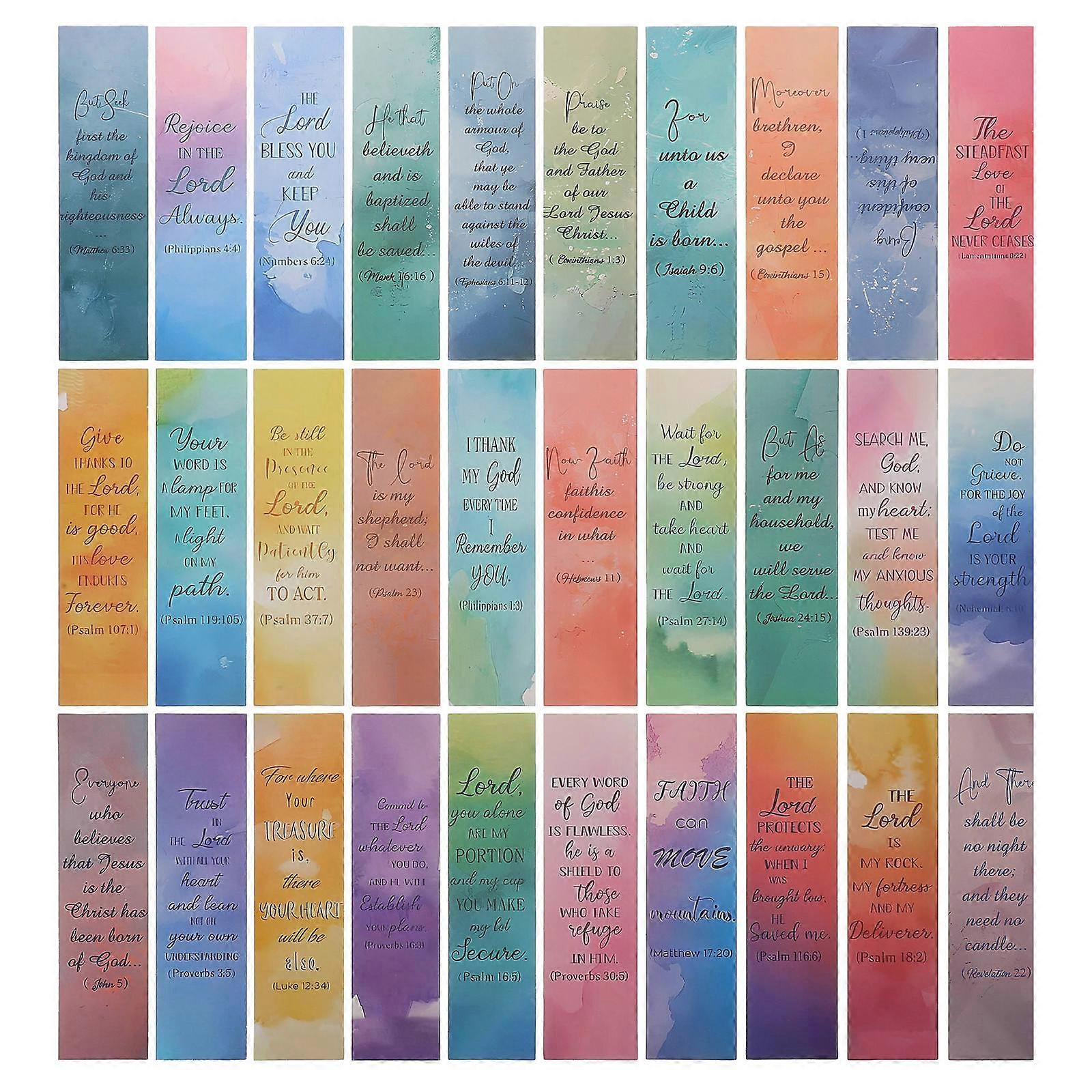 Bible Bookmark Watercolor Cards for Inspirational Scripture 30Pcs Set