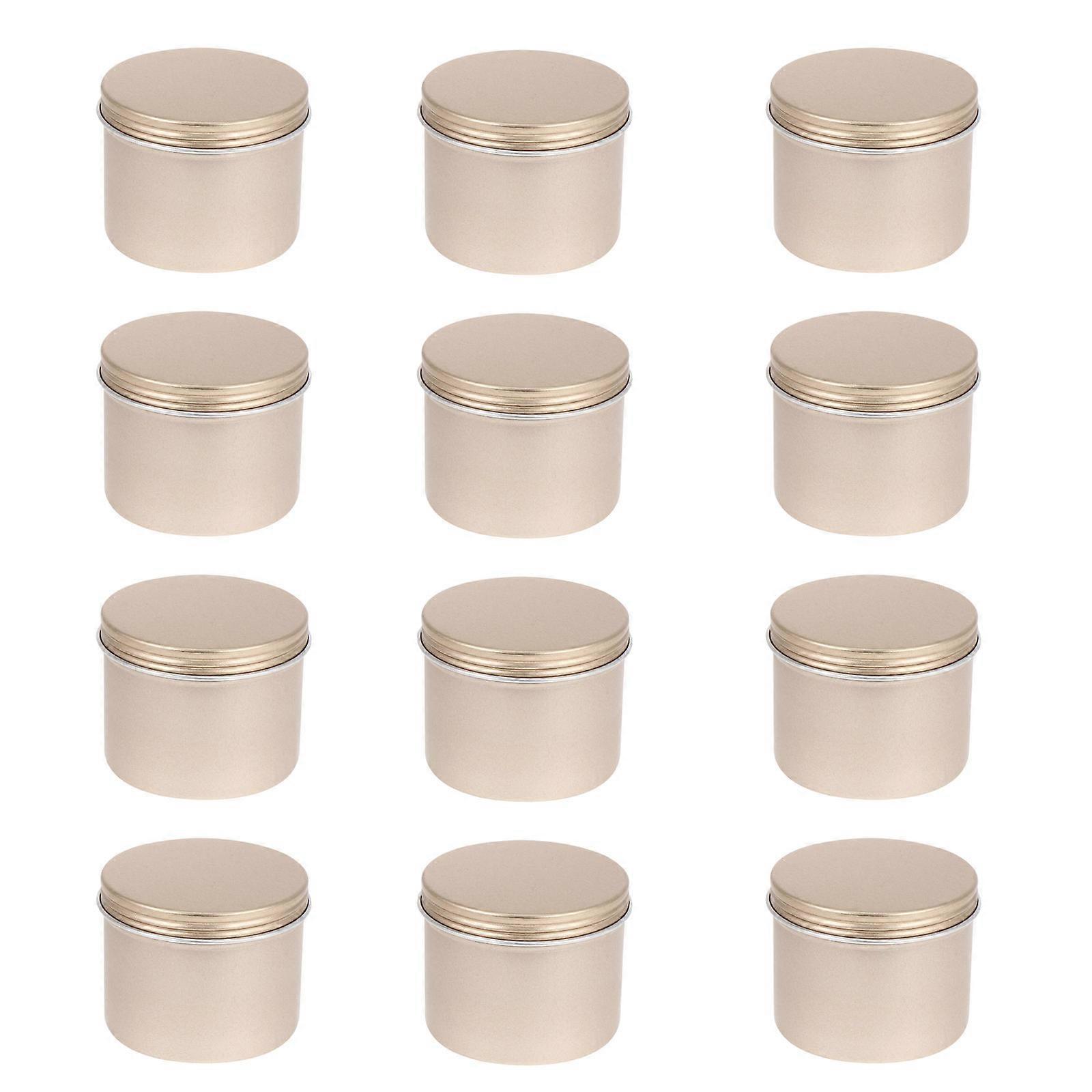 Durable 12Pcs Aluminum Jars In Golden Color Ideal For Cosmetics With Easy Dispensing Functionality