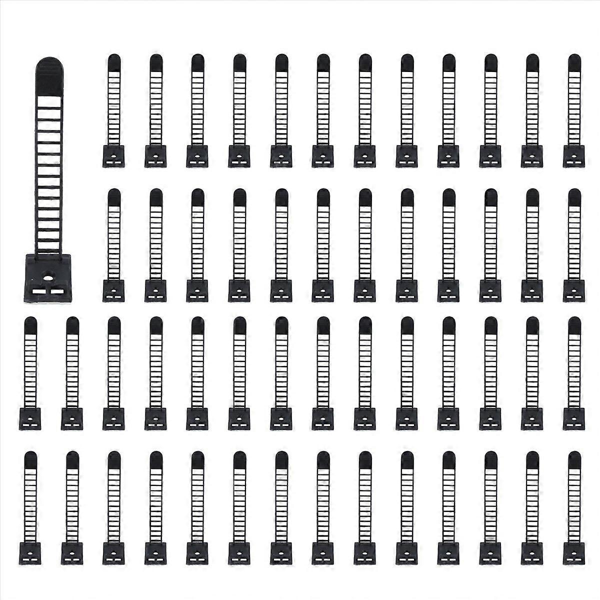 50Pcs 2 Sizes Adjustable Self-Adhesive Nylon Cord Clamp