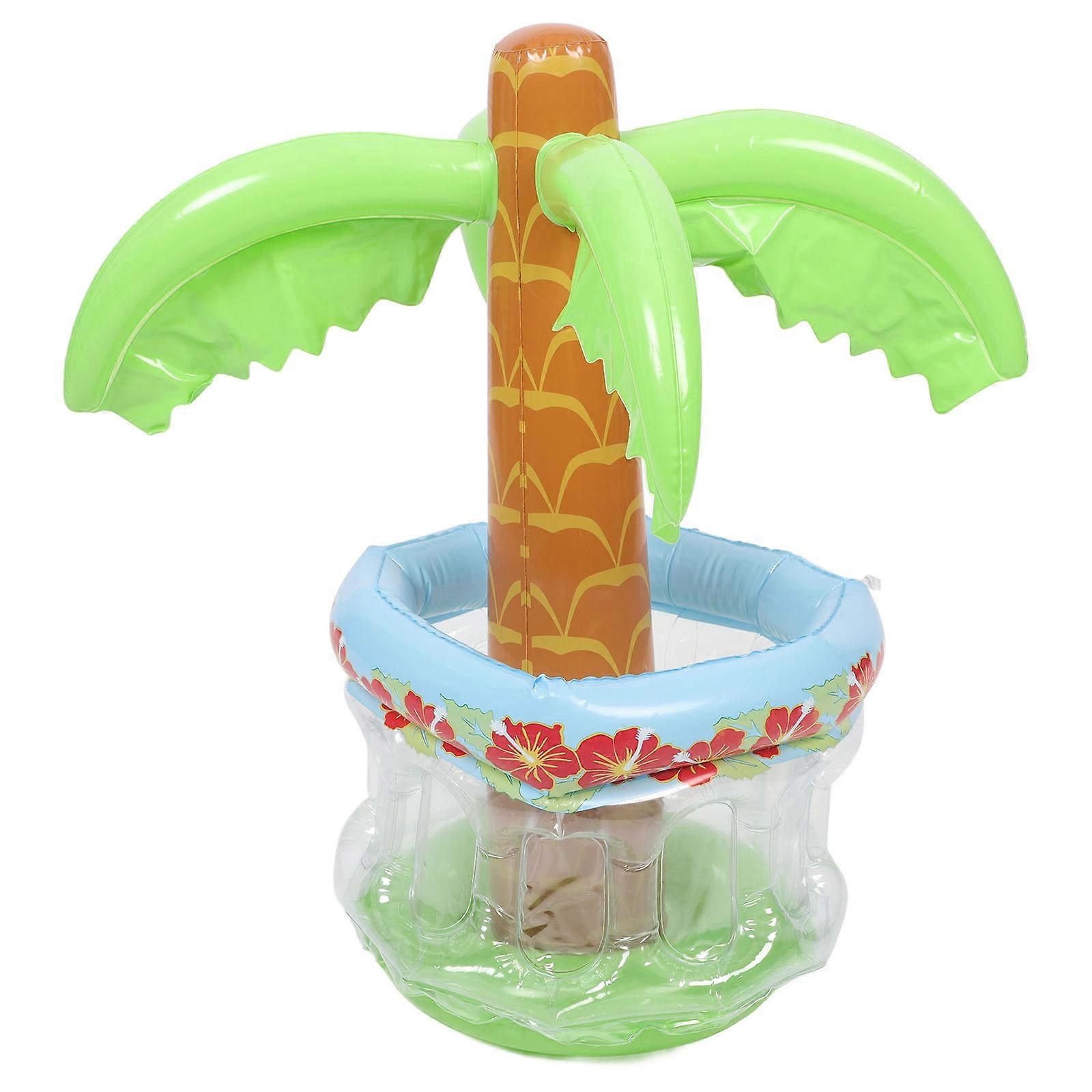 Inflatable Ice Cube Bucket Beverage Storage For Summer Gathering Featuring Coconut Tree Shape And Vibrant Green Color With 1Pack