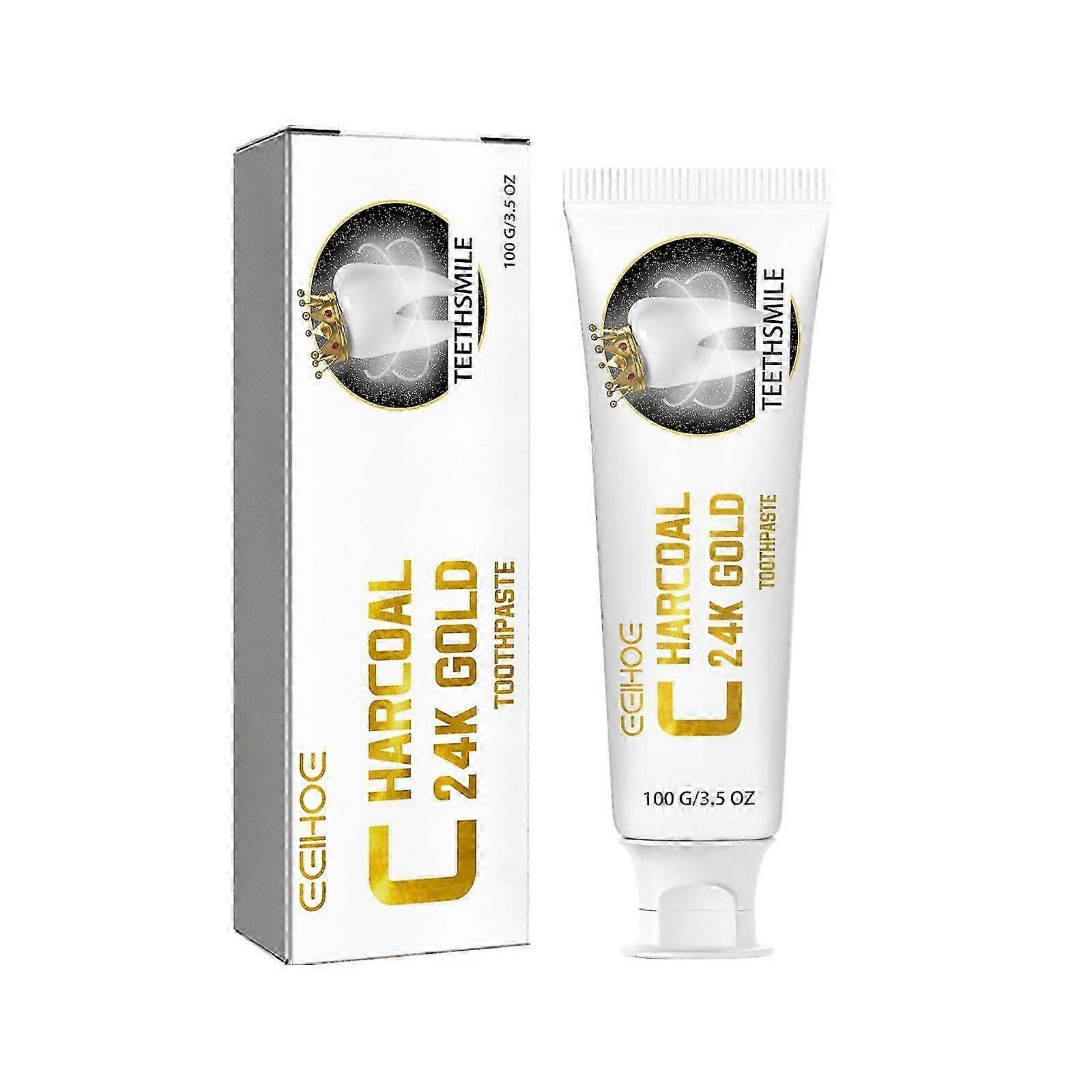 24K Gold Charcoal Toothpaste - Deep Clean, Whiten & Freshen Breath, Gentle on Gums, 100g