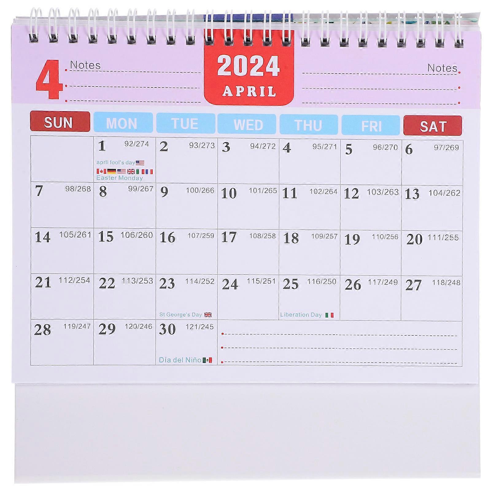 Desk Calendar 2024 Paper Countdown Calendar for Office Use 4Pcs
