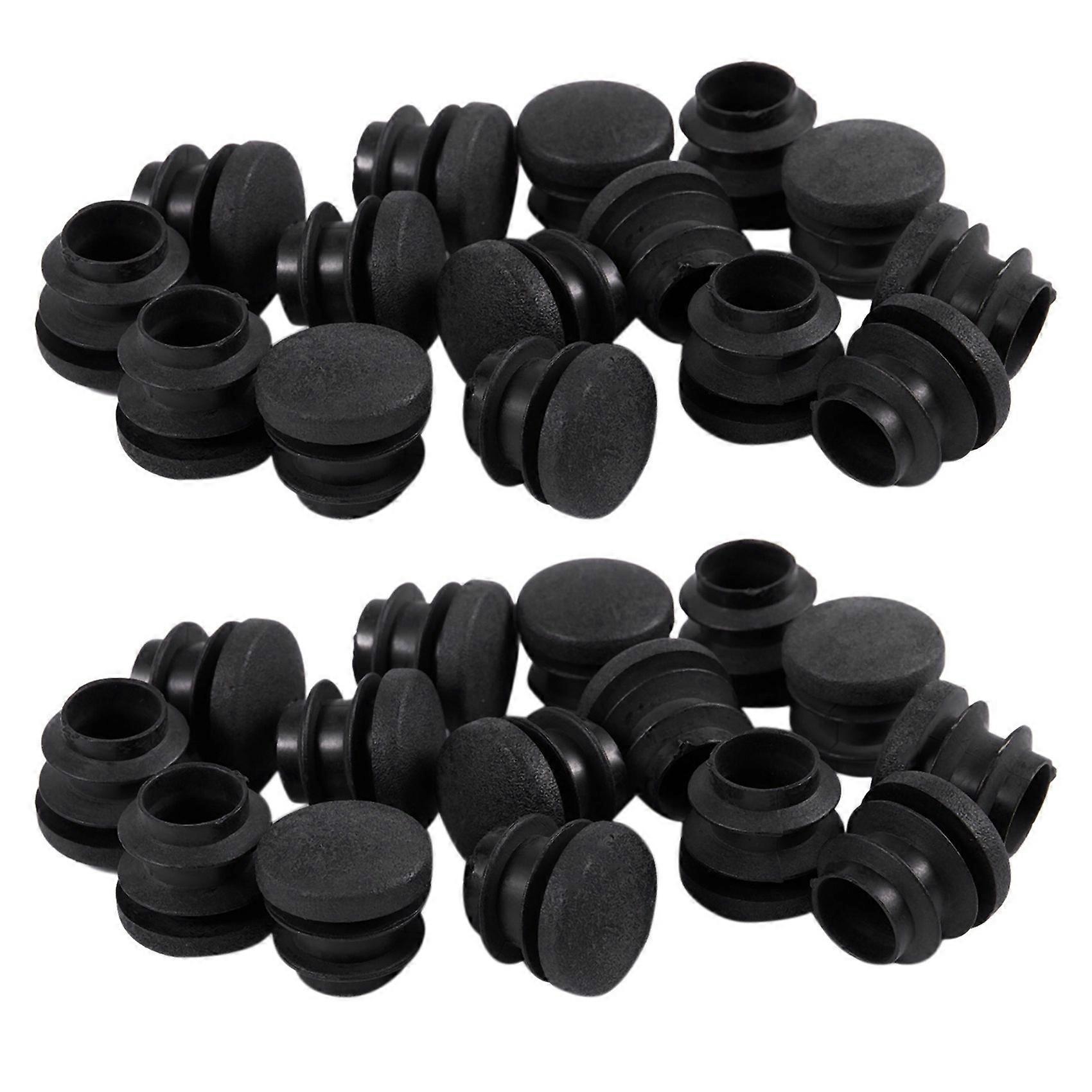 30Pcs Black Plastic Blanking End Cap Round Tube Insert Pipe Bung 16mm
