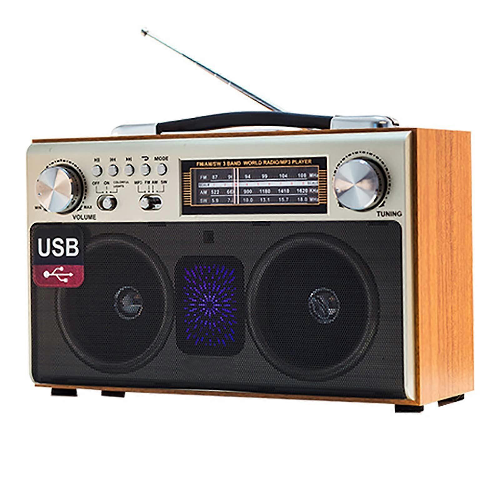 Retro Bluetooth Radio with Cassette Player, Stereo Speakers, USB SD TF Playback, FM, Rechargeable