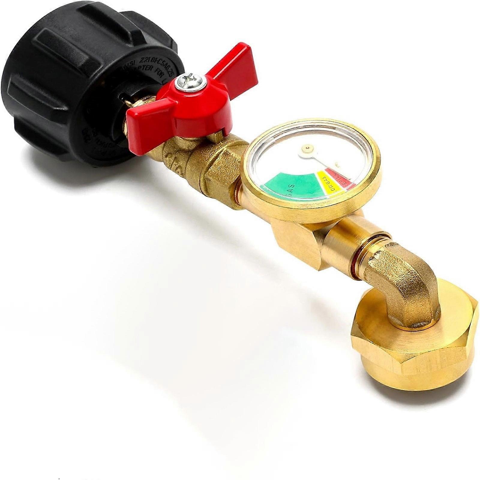 Propane Refill Adapter for 1 lb Tank with Gauge, Valve, compatible with 5-40LB Tanks