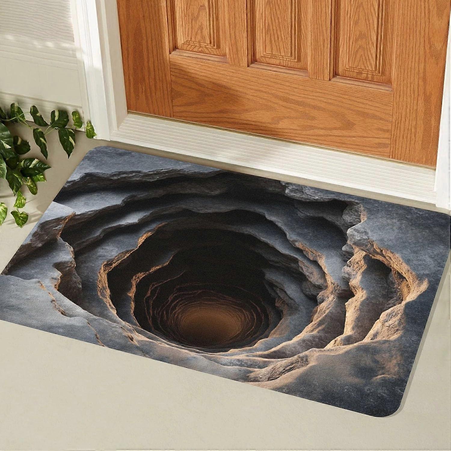 Realistic 3D Hole Illusion Rug for Living Room with AntiSlip Backing and Vivid FadeResistant Design