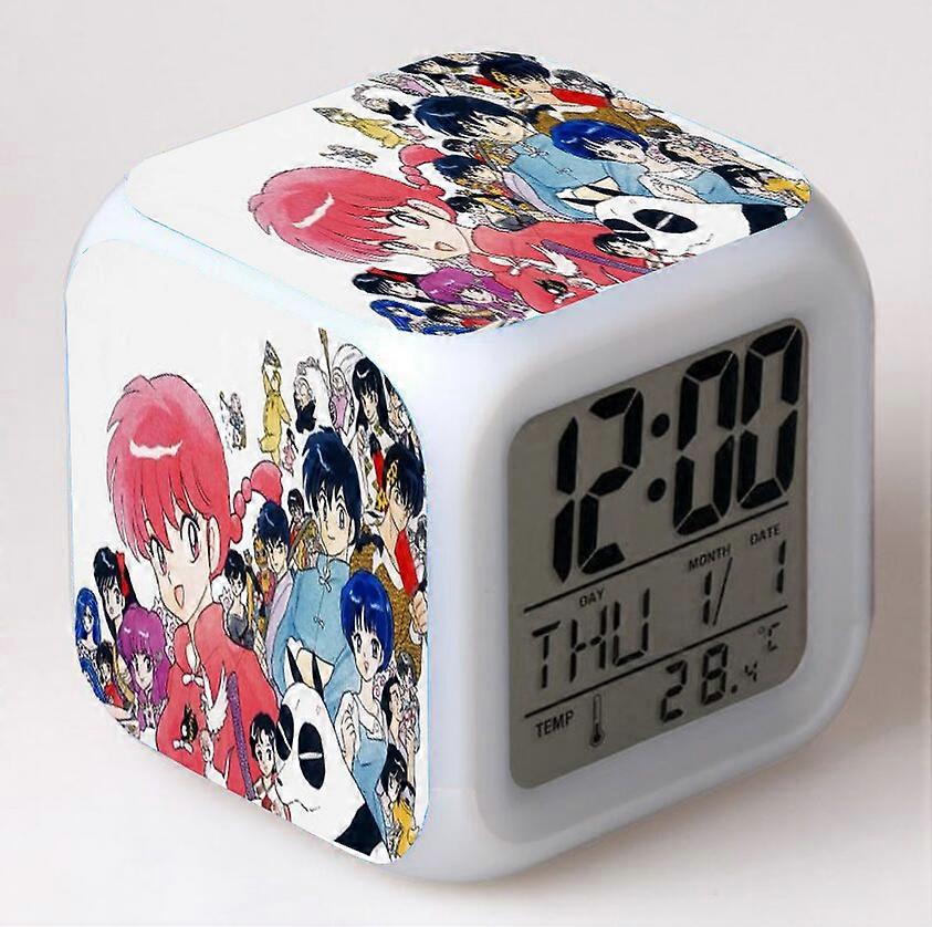 Ranma Color Changing Seven-Color Alarm Clock Square Clock Creative Alarm Clock