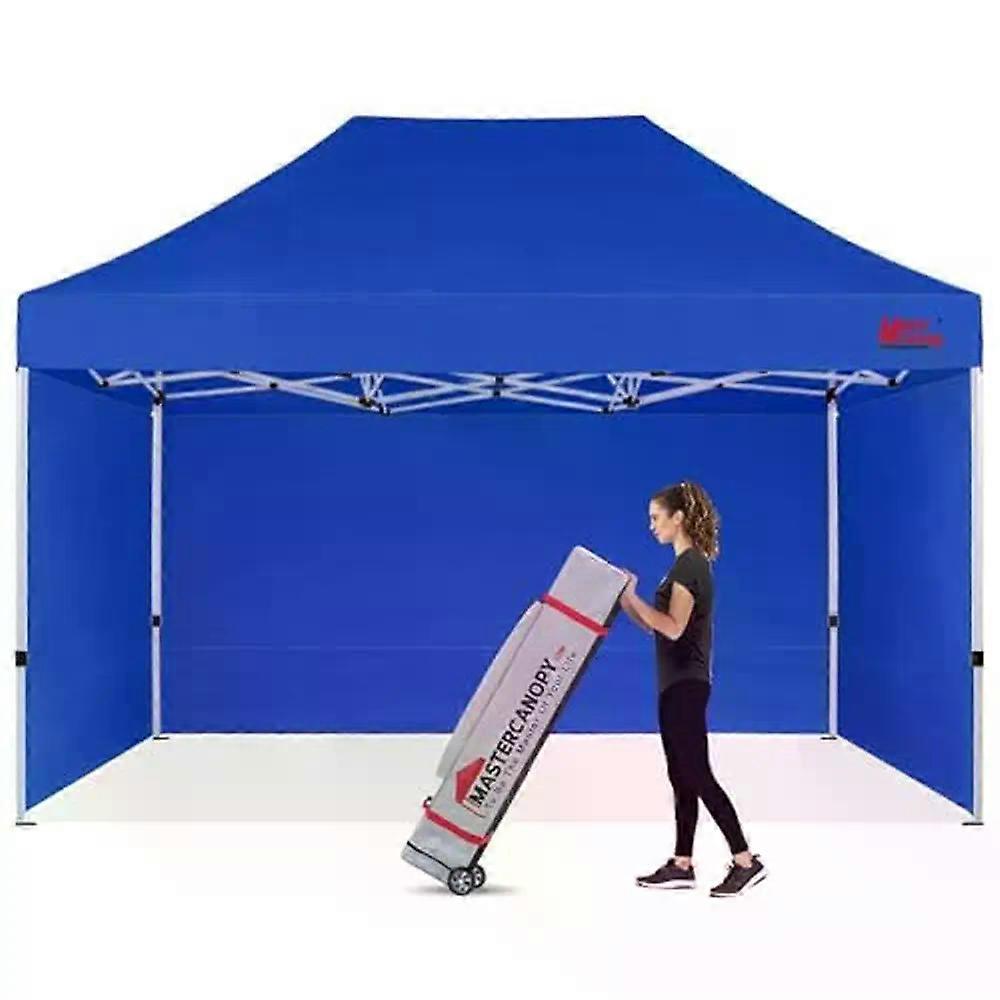 10x15 Blue Pop-up Canopy Tent with Removable Sidewalls Windproof Frame and Large Shade Area Ideal Market Stalls Parties and