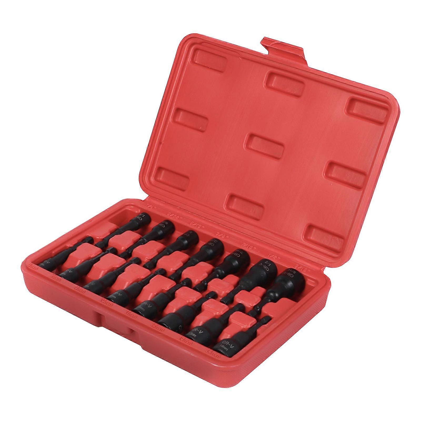 15Pcs Socket Nut Driver Set Hex Drill Bit Set Impact Driver Socket Adapter for Hand Drill Electric Screwdriver Multicolor