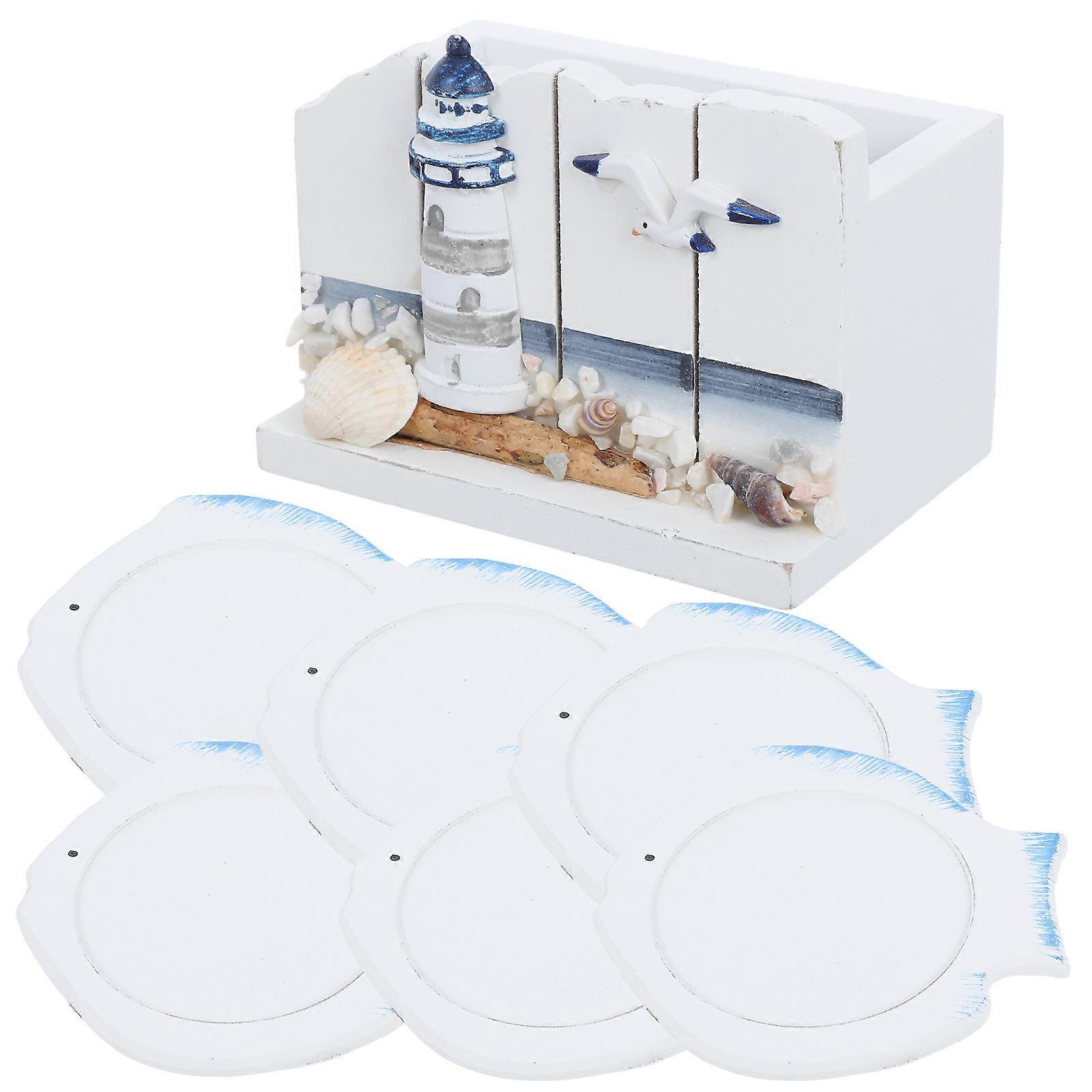 Mediterranean Coasters Nautical Wooden Drink Coasters for Table Decor 1Set