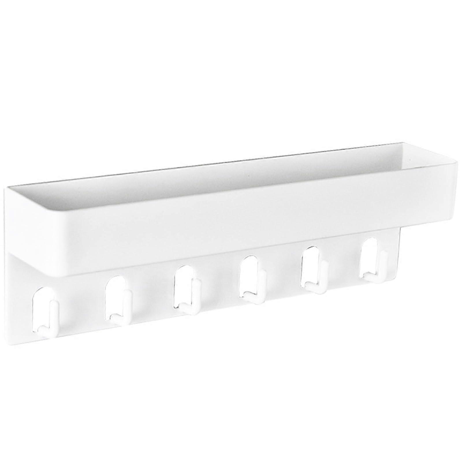 Wall Mounted Storage Rack with 6 Hooks, Multipurpose Organizer for Kitchen, Bathroom and Entryway