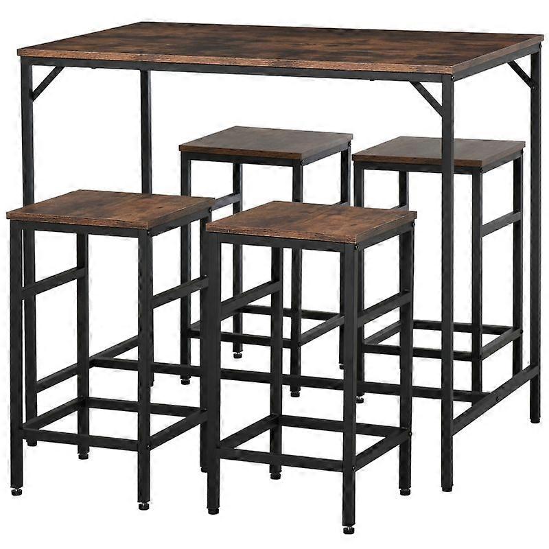 Dining Table Chairs Set Industrial Space Saving Metal Frame Square Kitchen Table Stools