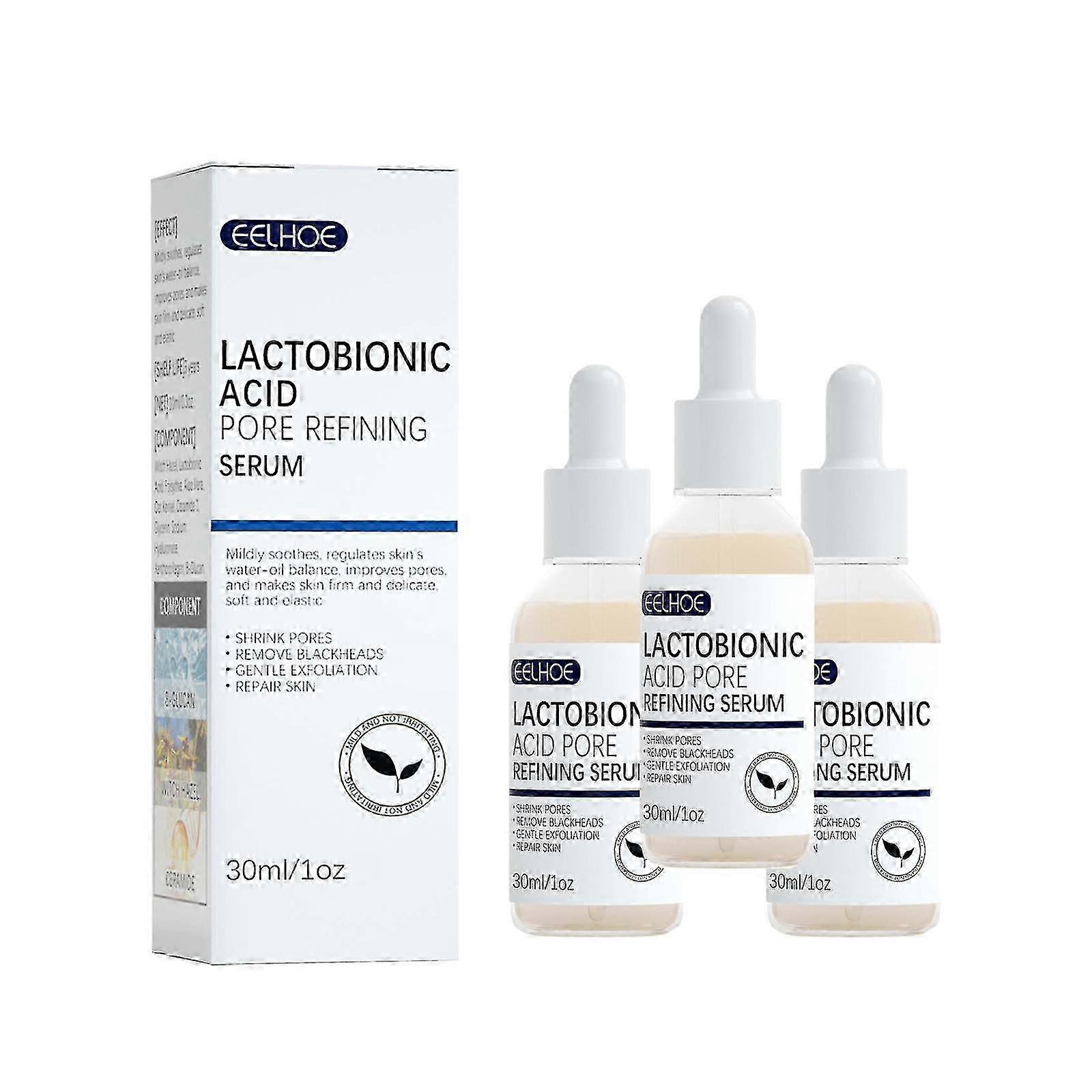 2025 3pcs Lactobionic Acid Pore Refining Serum 30ml