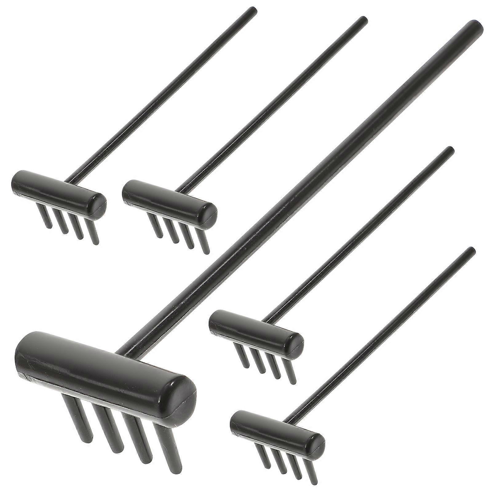 Zen Mini Rakes Sandbox Rake for DIY Use 6Pcs Black Plastic Set