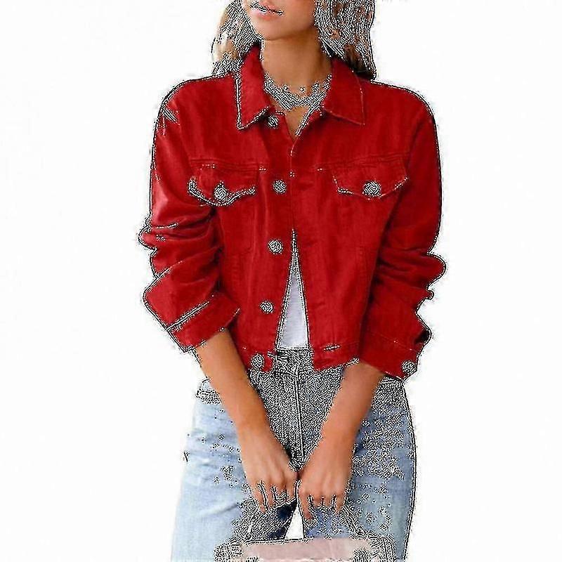 Button Closure Women's Denim Jacket Stretch Fit