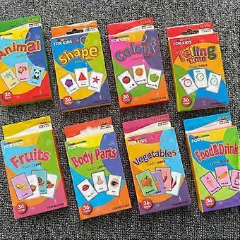 36Pcs Kids Cognition Card Shape Animal Color Teaching Baby English Learning Word Card Education Toys Montessori Material Gift