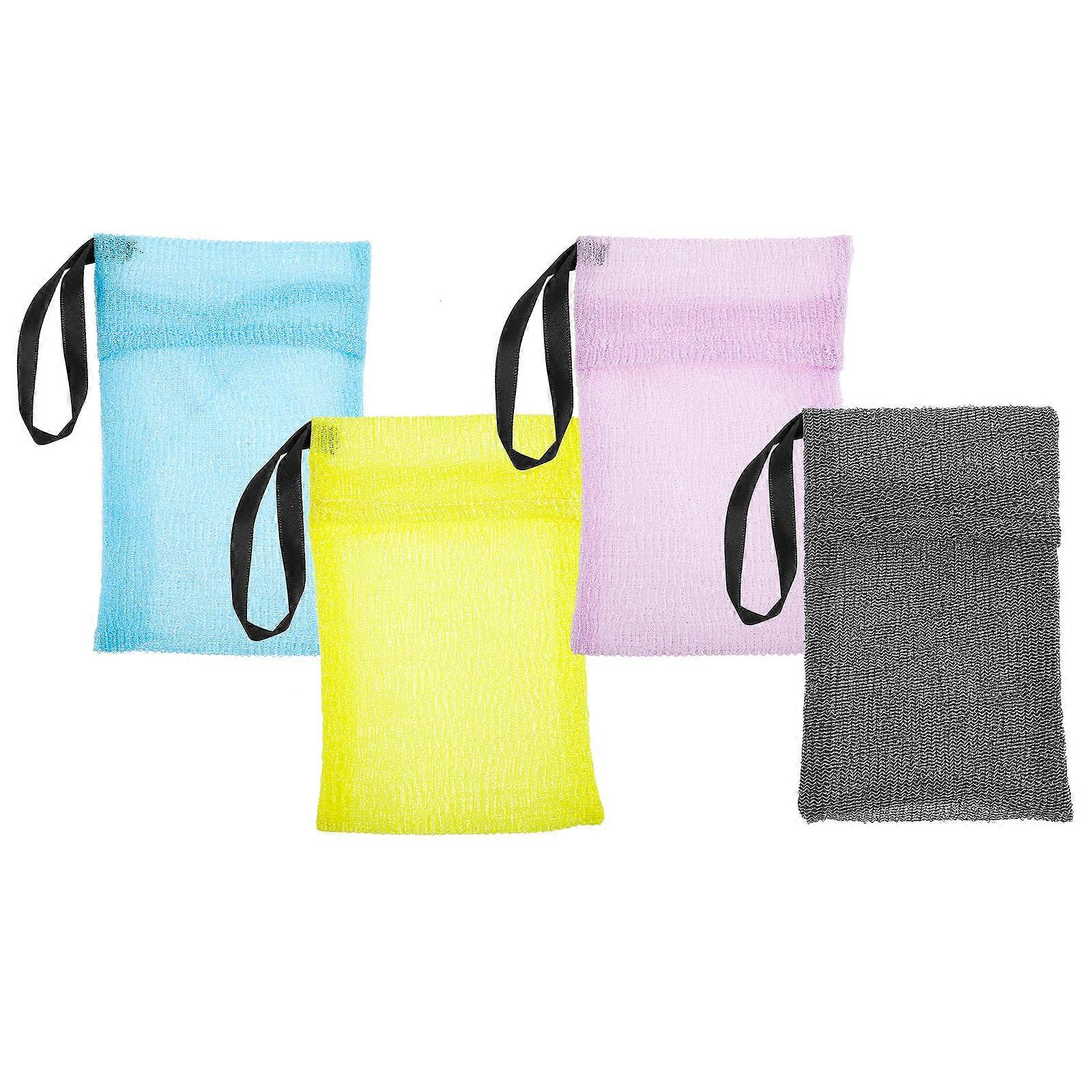 Bathing Foaming Soap Bag Nylon Exfoliating Soap Bags 4Pcs for Storage