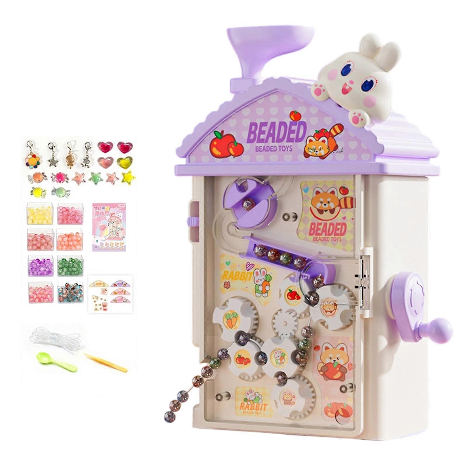 Parent Child Interactive Toy Automatic Bead Stringing Set With 400 Beads For DIY Bracelet Making Activity  Purple