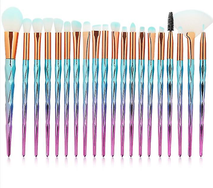 20 Pack Professional Synthetic Foundation Makeup Brush Set(blue Powder)