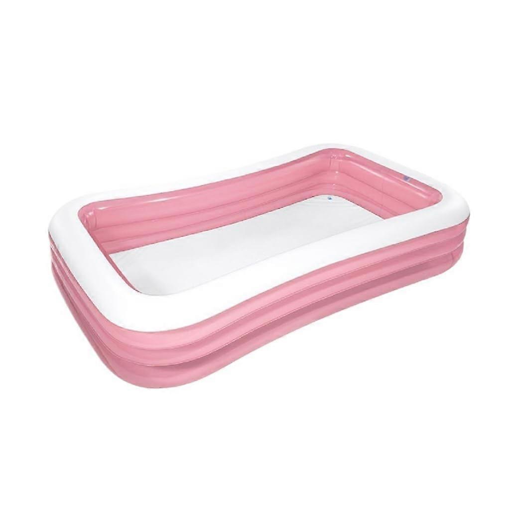 Inflatable Swimming Pool Pink Large Rectangular Family Pool for Backyard Indoor Outdoor Use
