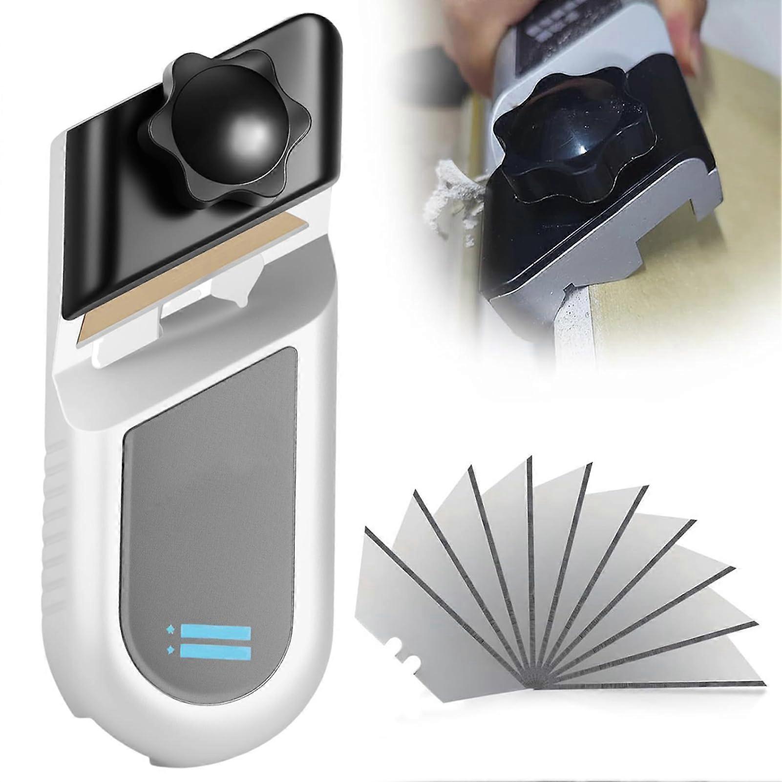 Drywall Chamfer Tool 45° Bevel Cutter with 10 Blades, Ergonomic Plasterboard Angle Plane