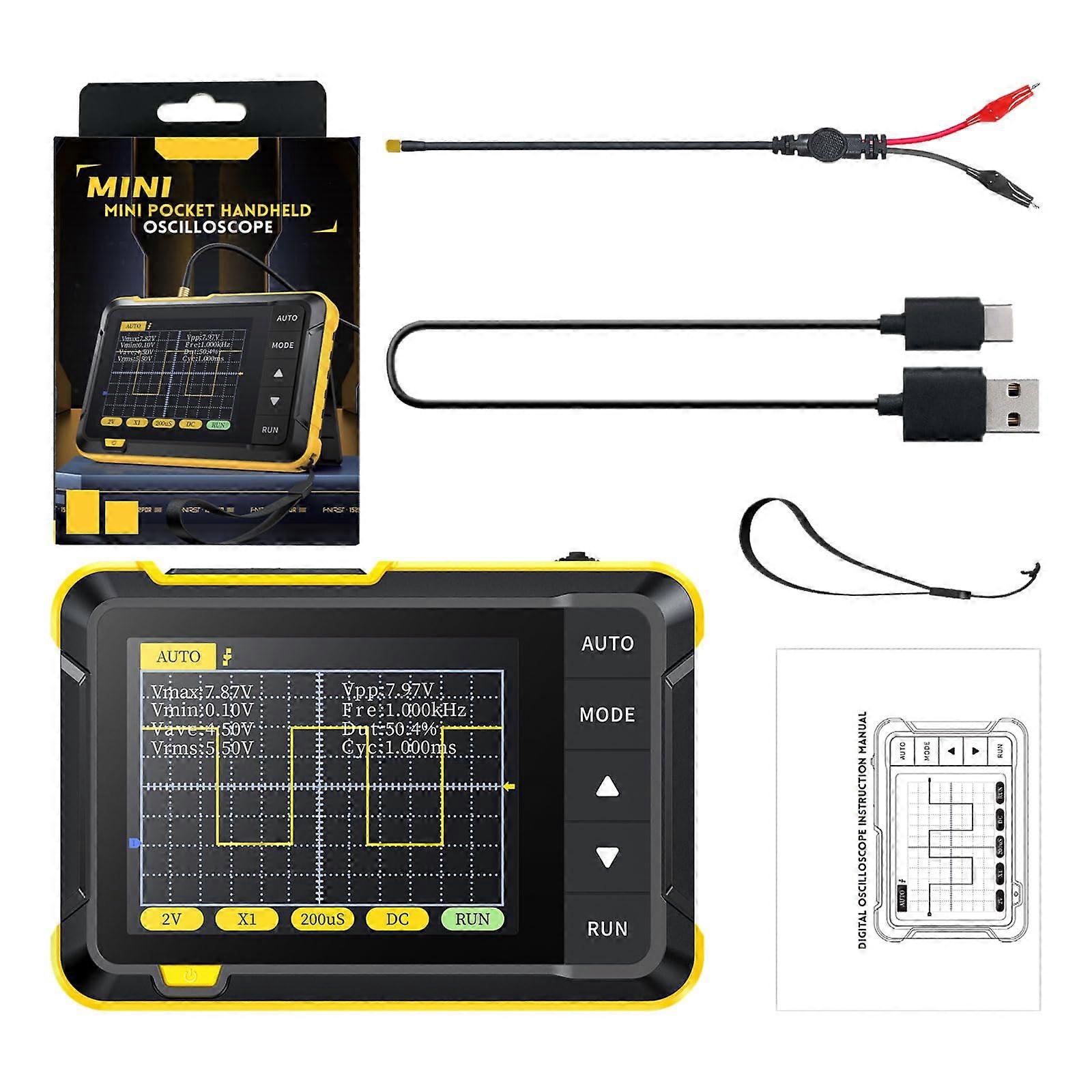 Portable Handheld Oscilloscope DSO152 200KHz USB TFT Display 2.5MS/s  Sampling Rate Kit