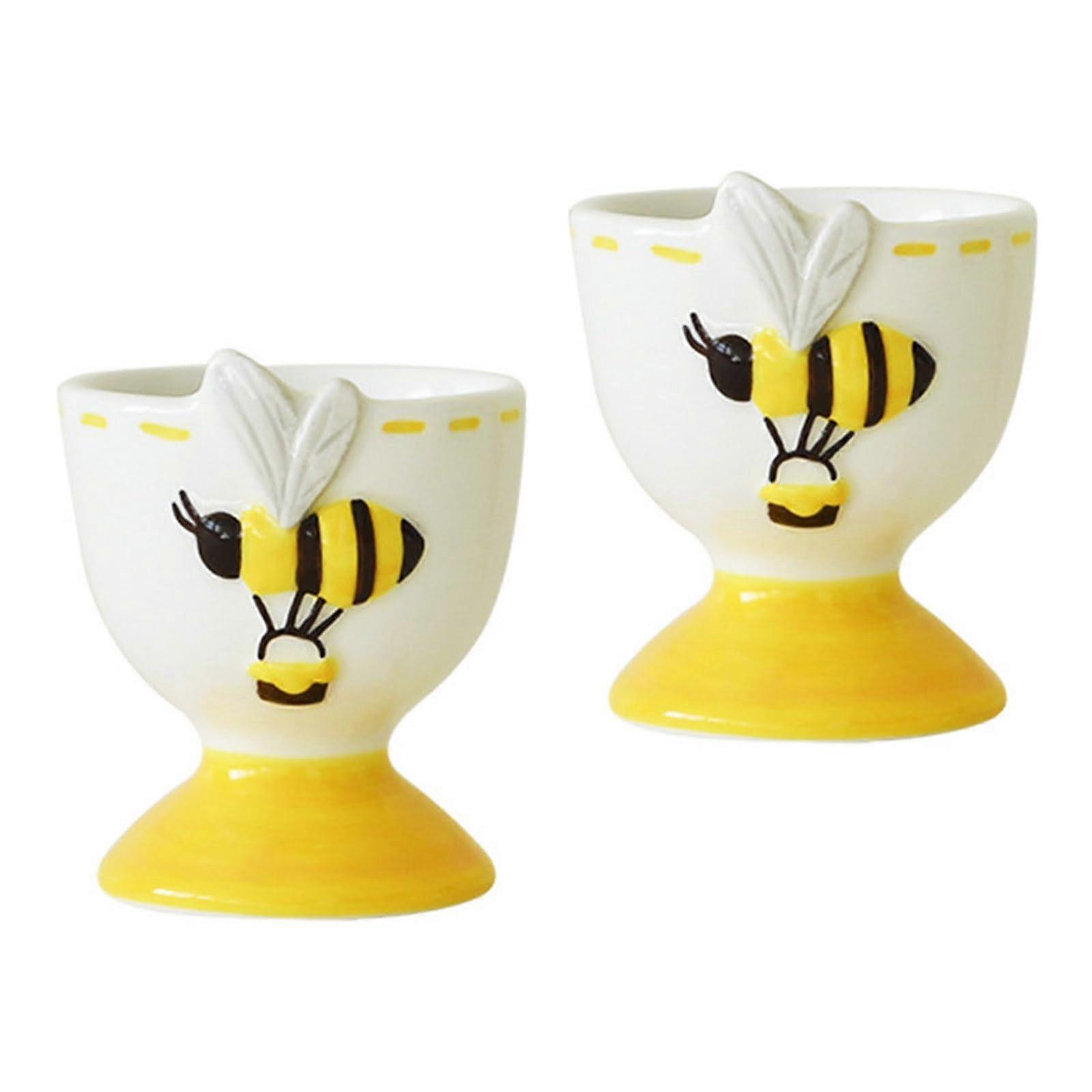 Bees Embossed Ceramic Cups with Tray Spring Tableware Set for Kitchen Breakfast or Party Decor