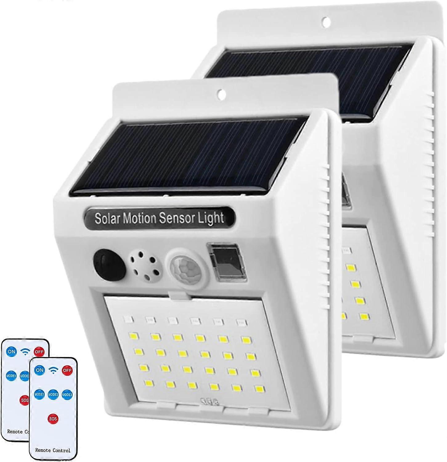 Solar Security Alarm Light, Outdoor Motion Sensor Strobe and Siren, Waterproof, 3 Modes, 2PCS