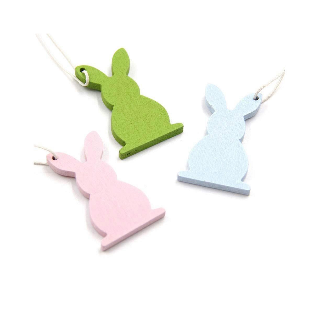 Easter Bunny Decorations Rustic Wooden Rabbit Ornaments Cute Hanging Tags 3 Bunny Set