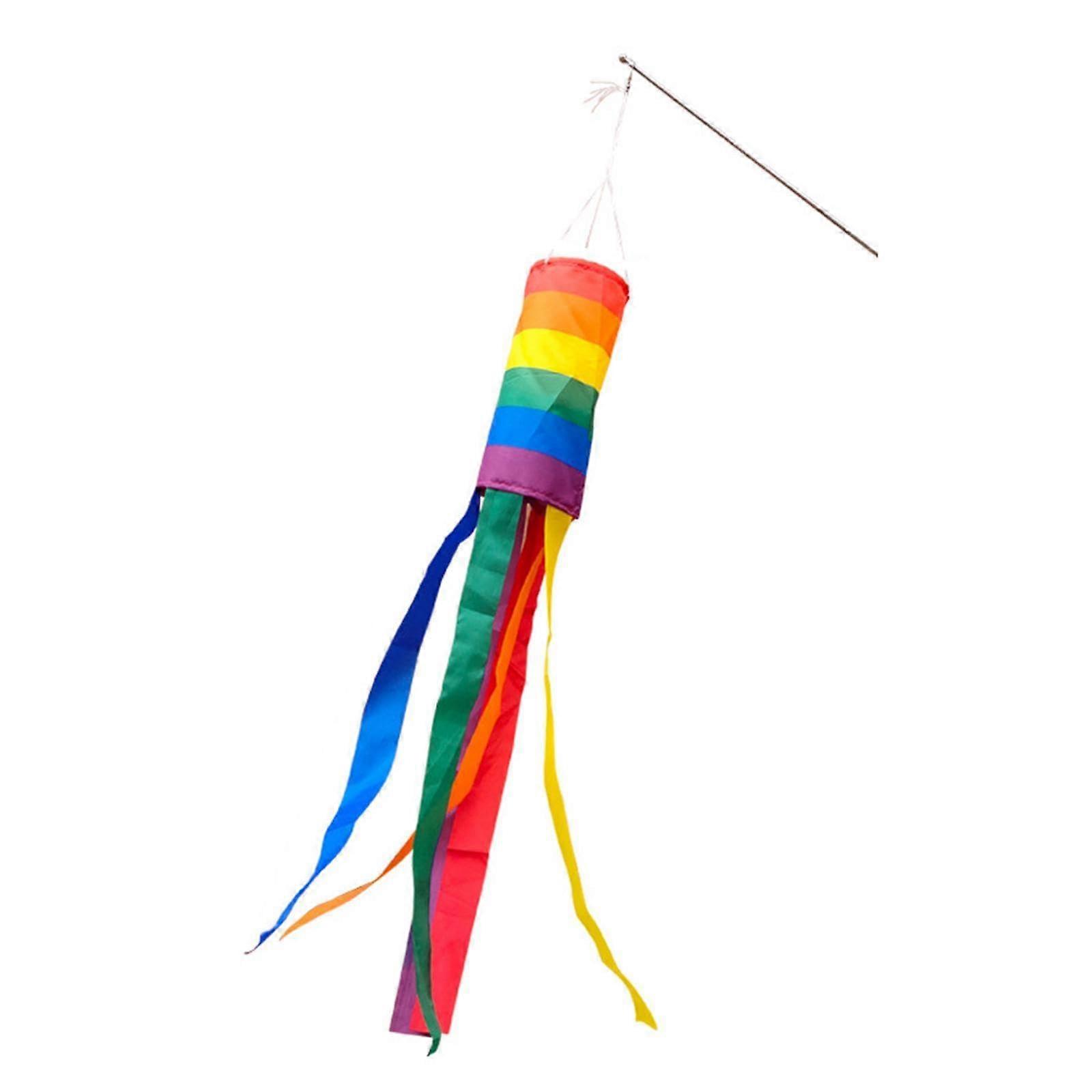 Rainbow Windsock Outdoor Garden Decoration with Bright Rainbow Pattern and Weather Resistant Polyester
