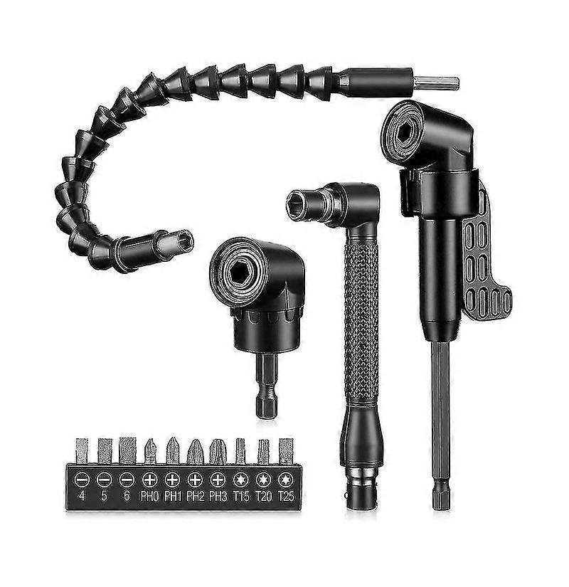 14 Pcs Flexible Bit Extens Set 1/4 Inch Hex Bendable Bit Extens 105 Right D