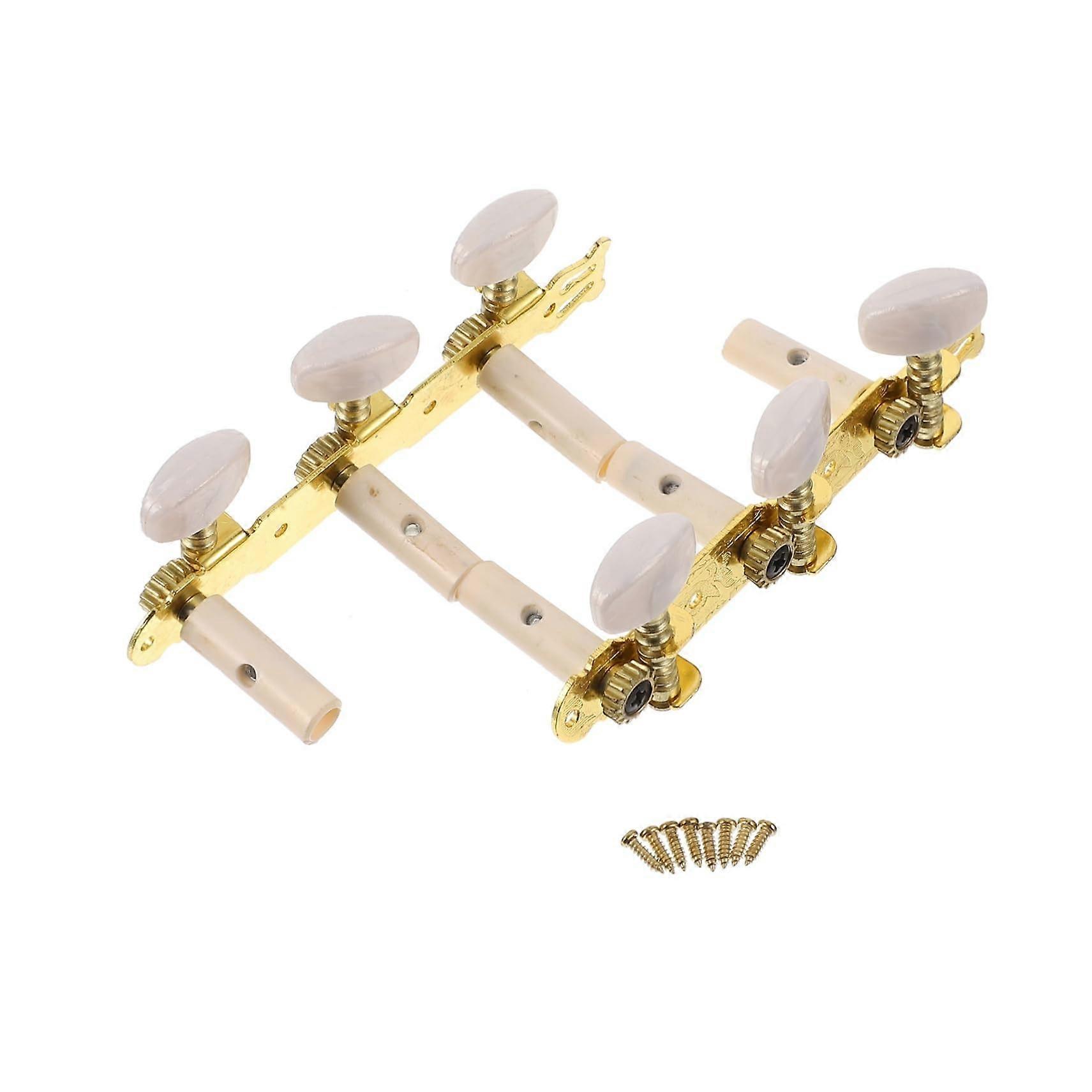 Classical Guitar Tuning Pegs Golden Finish Three on a Plate Tuners for Nylon String Replacement