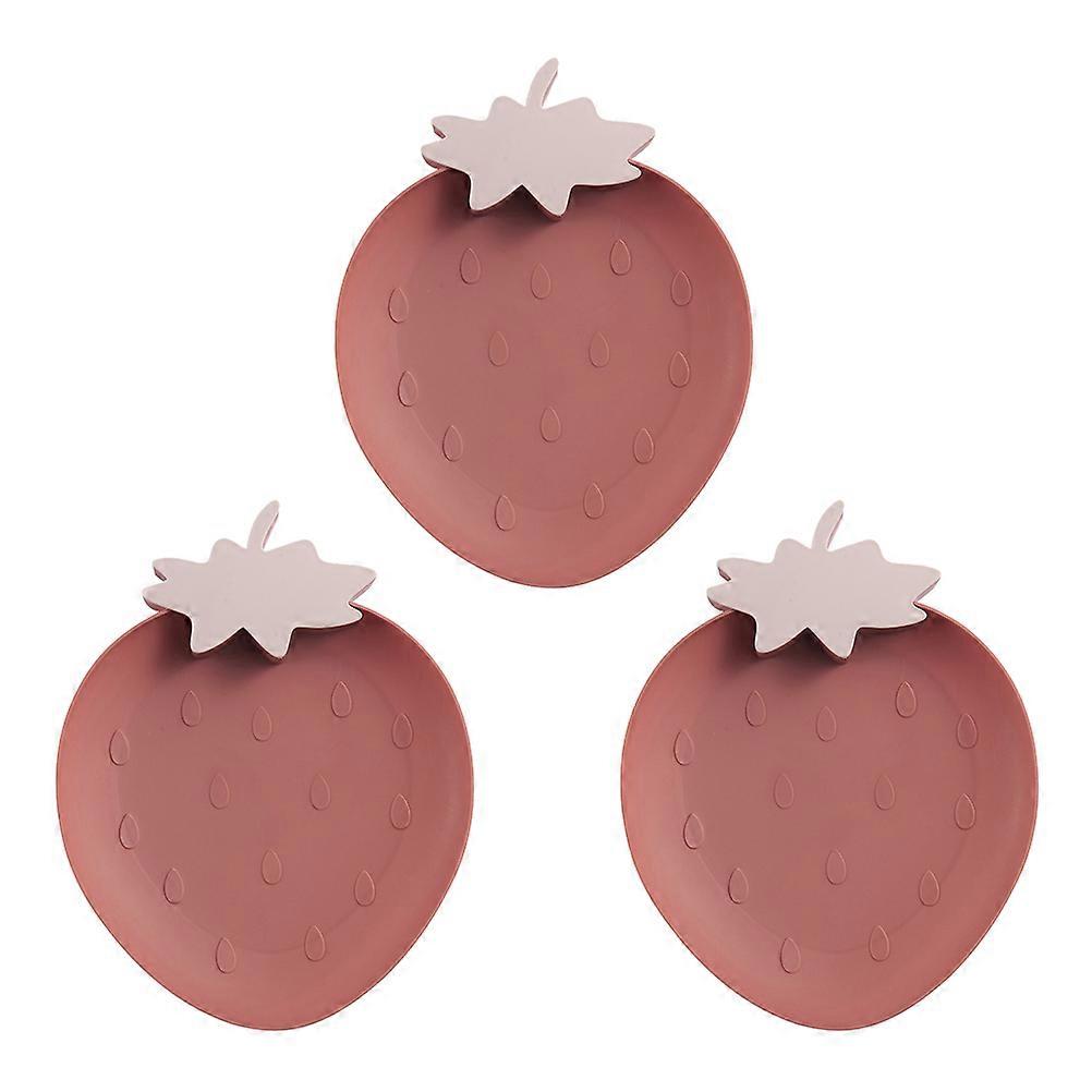 Strawberry Plate for Snack Serving 3Pcs Set Dark Red Color