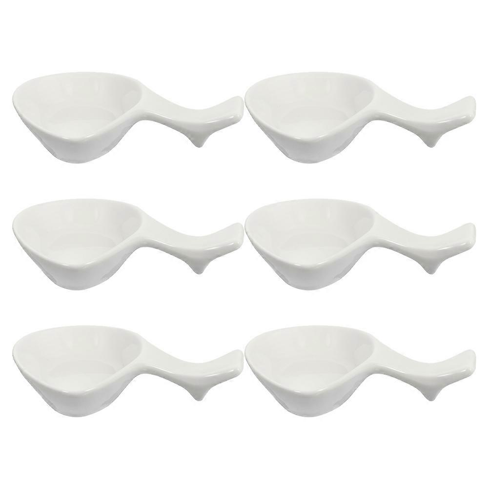 Chopstick Rest Ceramic Dip Serving Dish for Storage 6Pcs White Plates