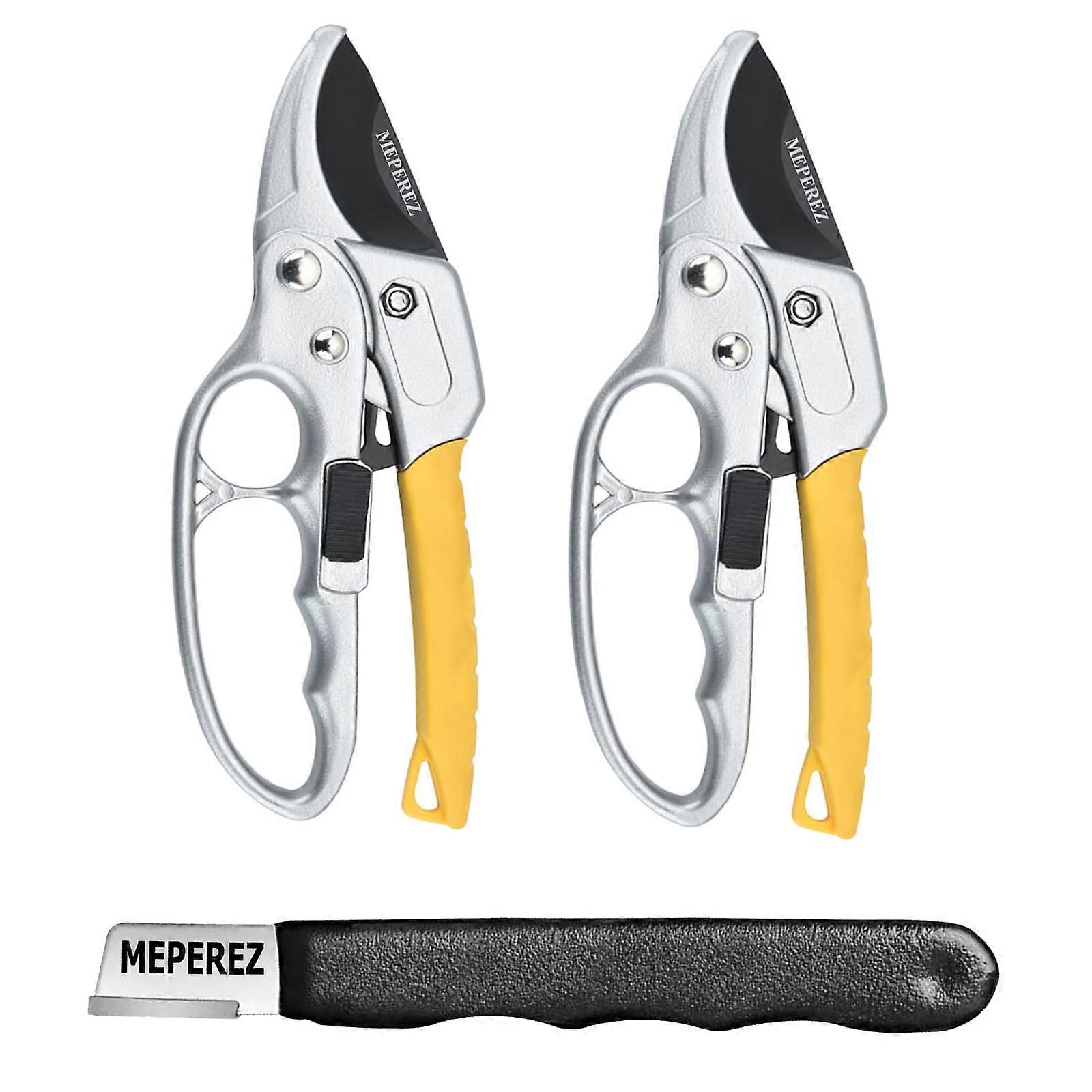 Pruning Shears with Sharpener Set, Ergonomic Garden Pruners for Roses and Shrubs