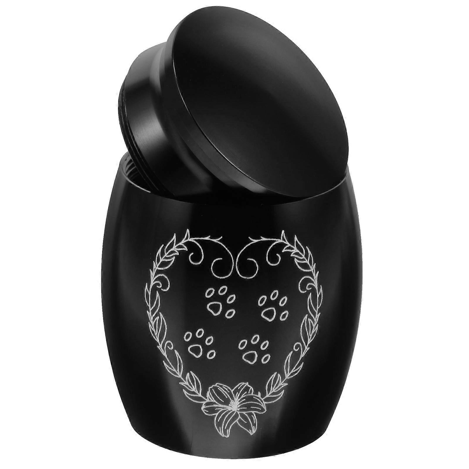 Pet Urn Black Alloy Cremation Keepsake Urn for Ashes Storage