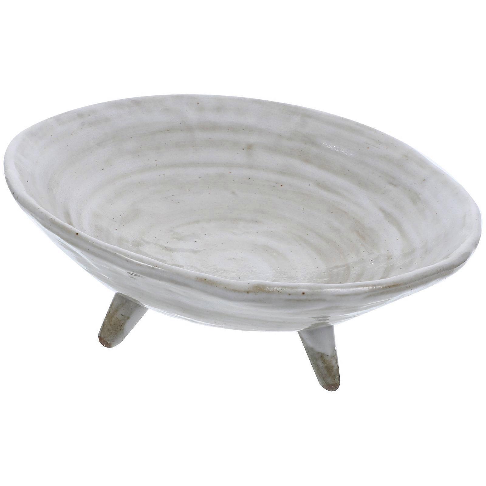 Footed Ceramic Fruit Tray Fruit Serving Tray for Storage White
