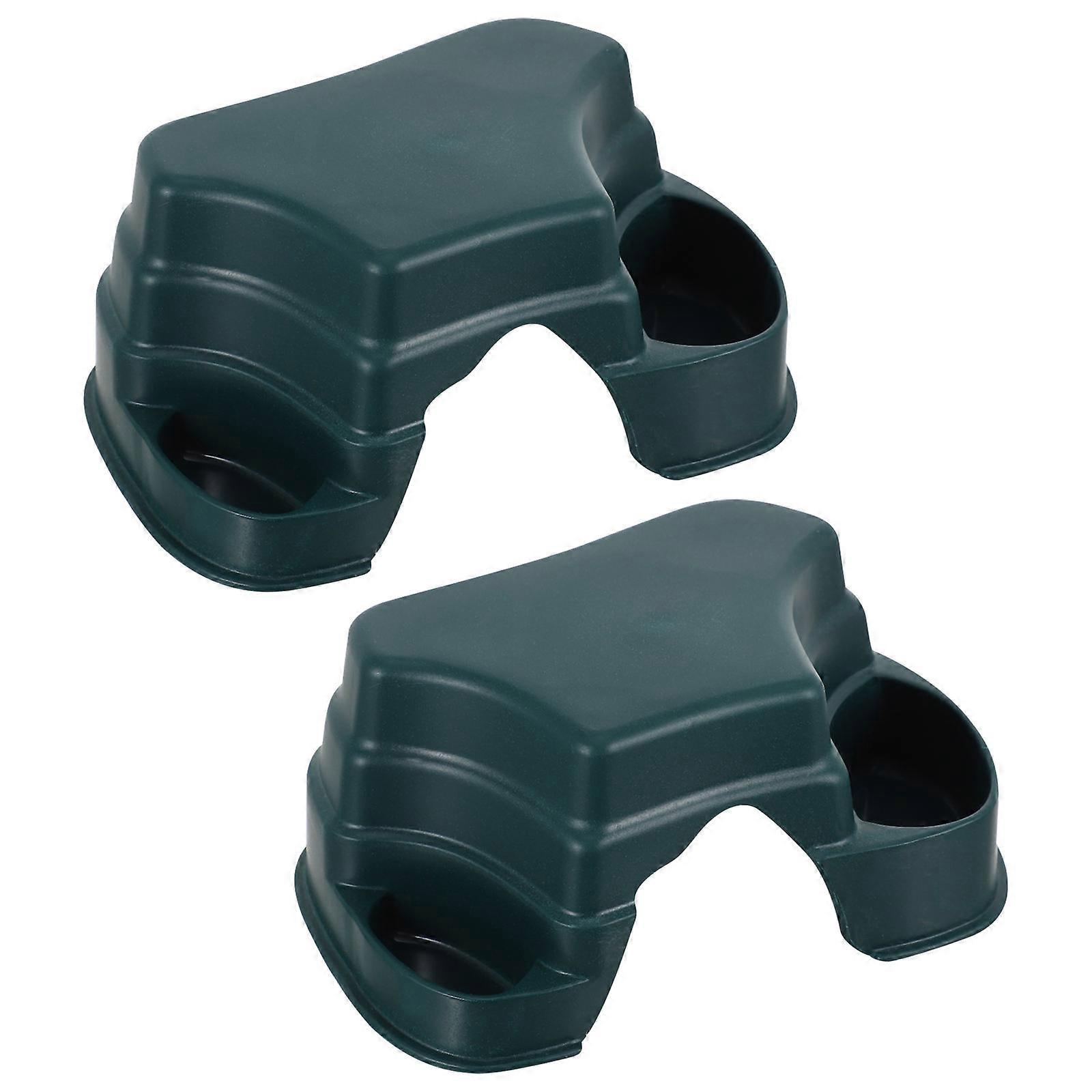 Reptile Hide Platform Plastic Tortoise Hide Cave for Feeder 2Pcs Green