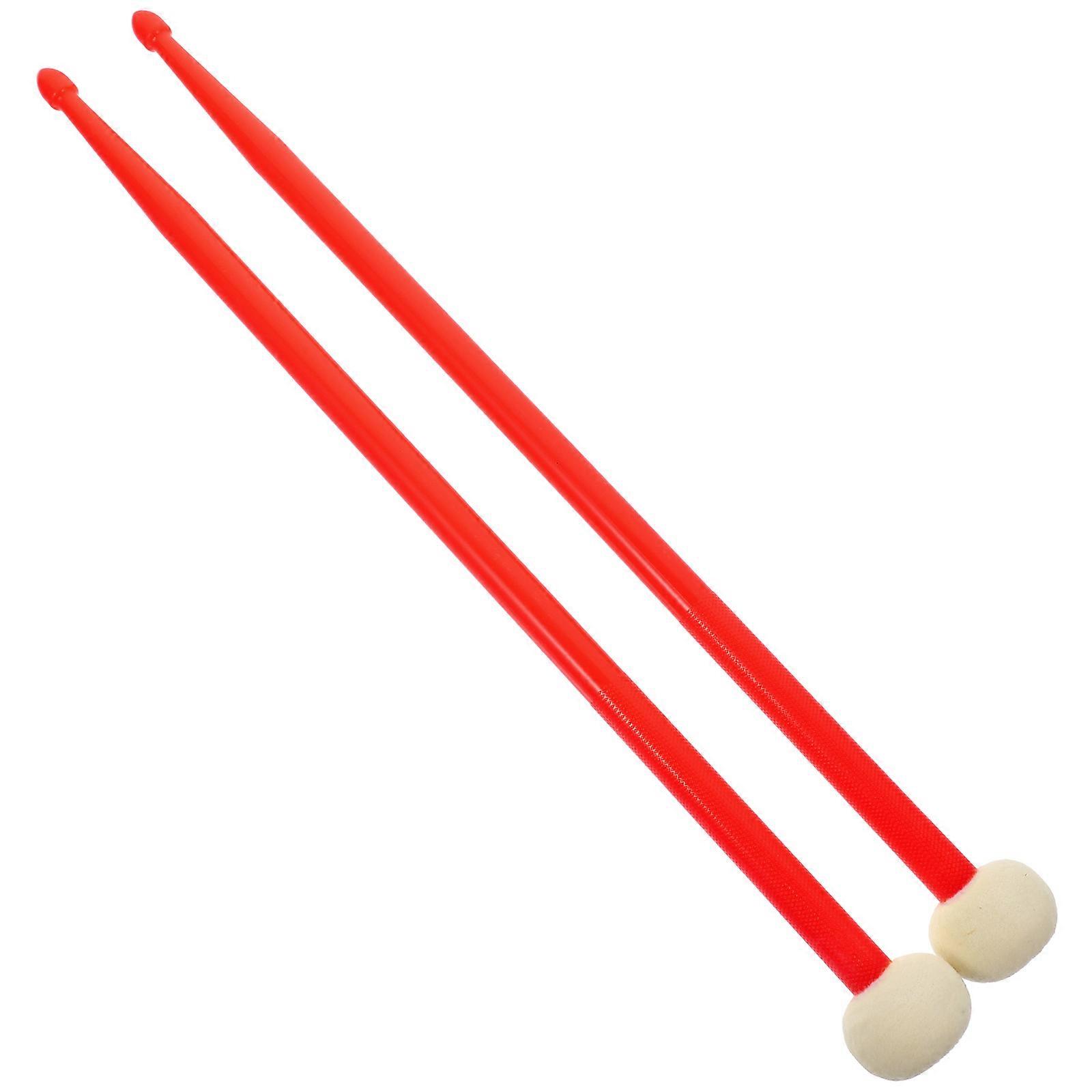 Double-End Drum Sticks Practical Drumsticks for Drum 1Pair Red Felt Nylon