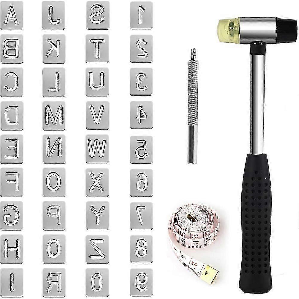 32 Pcs Leather Letter Stamps Kit, Metal Leather Stamping Tools with 32 Patterns for DIY Leathercraft