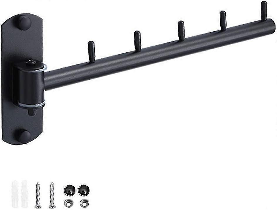 Wall-Mounted Clothes Hanger - Swing Arm with 5 Hooks