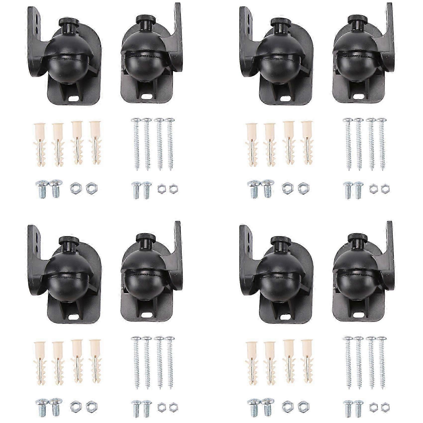 Universal Rotatable Speaker Wall Mount Stand Bracket 4 Pair Black